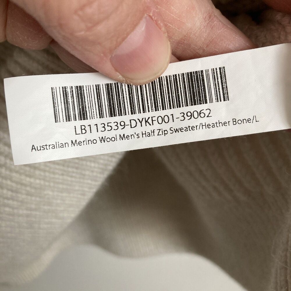 QUINCE Australian Merino Wool Half Zip Sweater LARGE Men Ivory Bone Long Sleeve - Picture 6 of 10